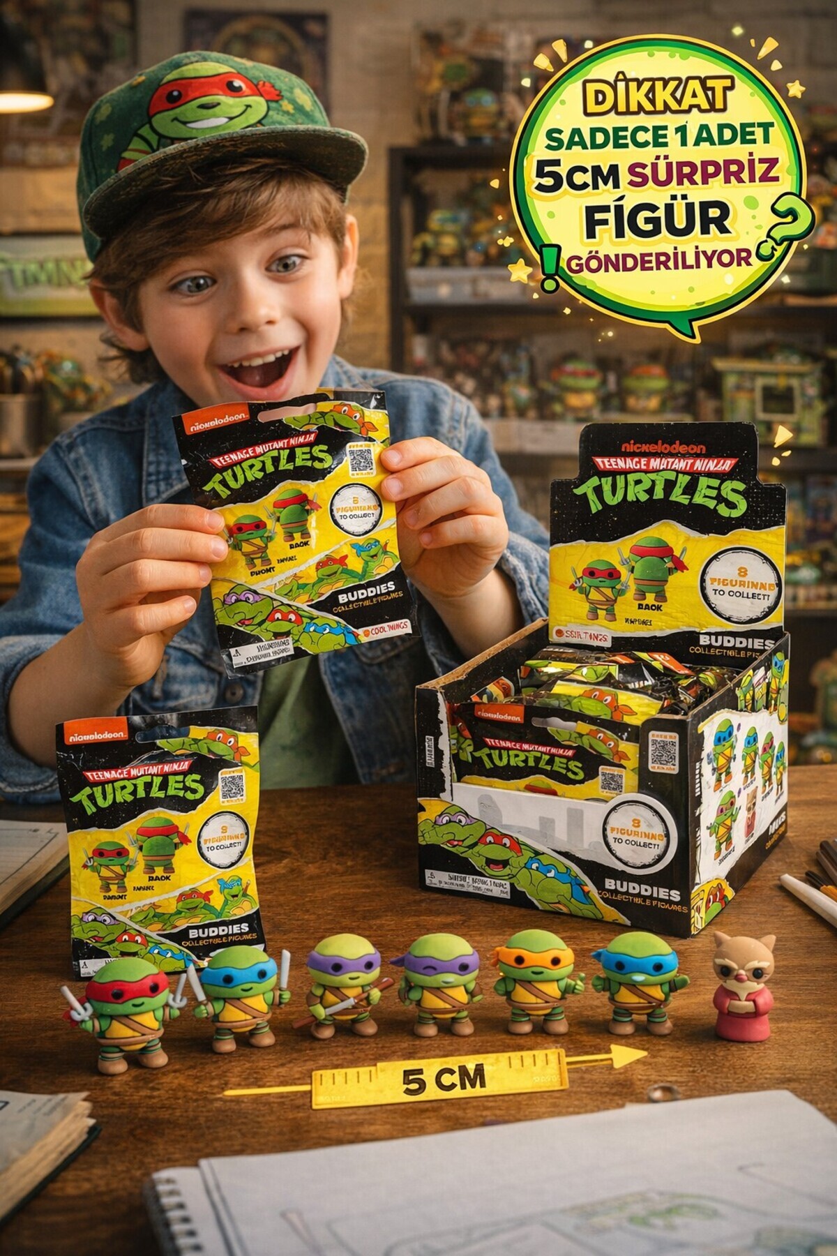 TOYFEST Ninja Kaplumbağalar Buddies 3D Sürpriz Figür 5 Cm Yumuşak