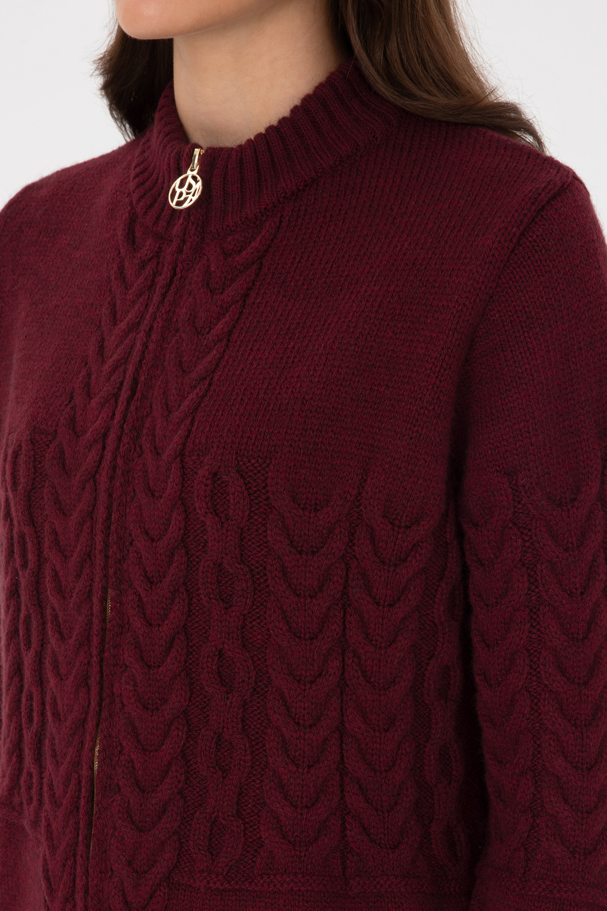 U.S. Polo Assn.  Kadın Bordo Fermuarlı Dik Yaka Triko Hırka 50314669-VR177 - Görsel 7