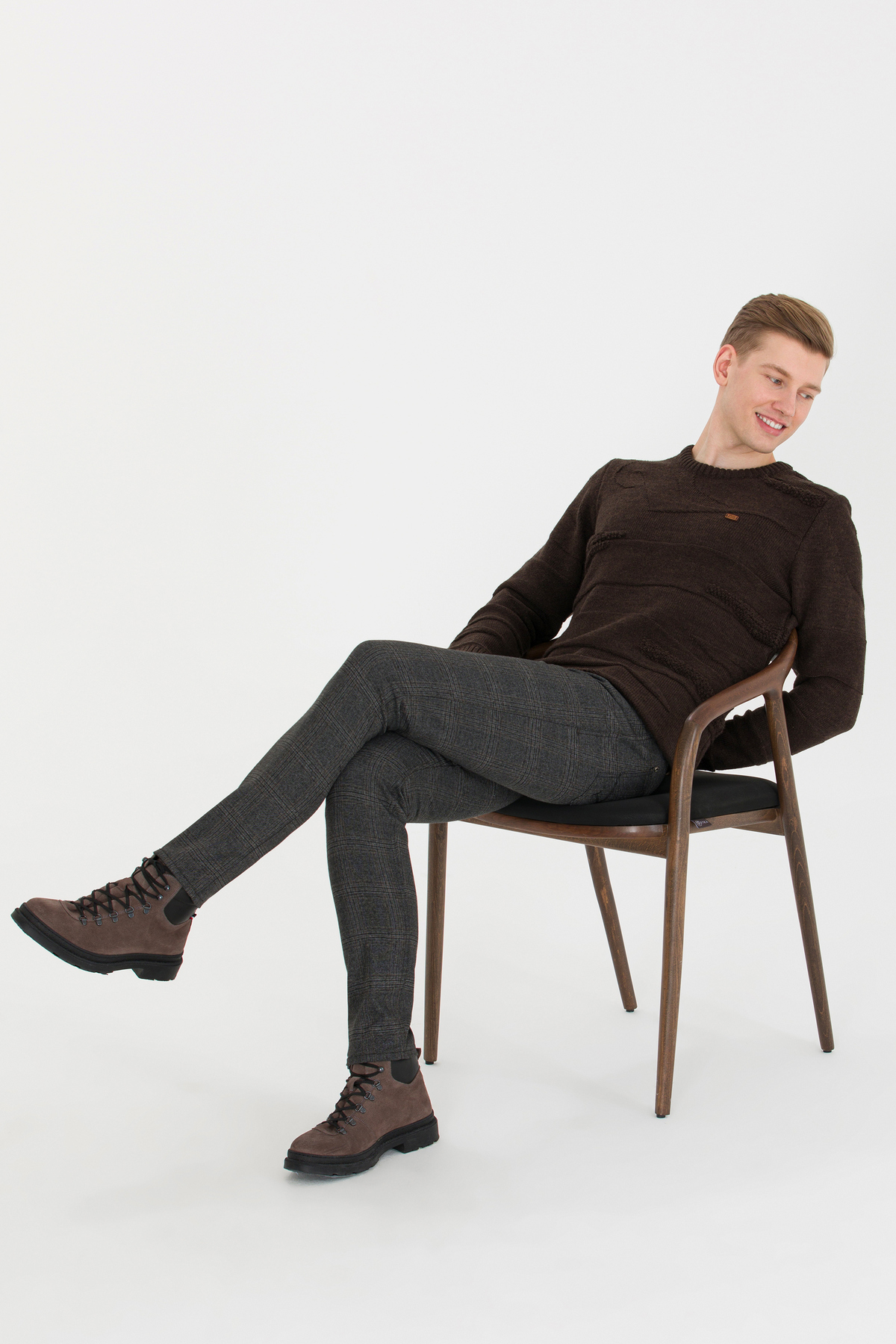 یو اس پولو شلوار مردانه اسلیم فیت طرح آنتراسیت مدل 50253896-VR006