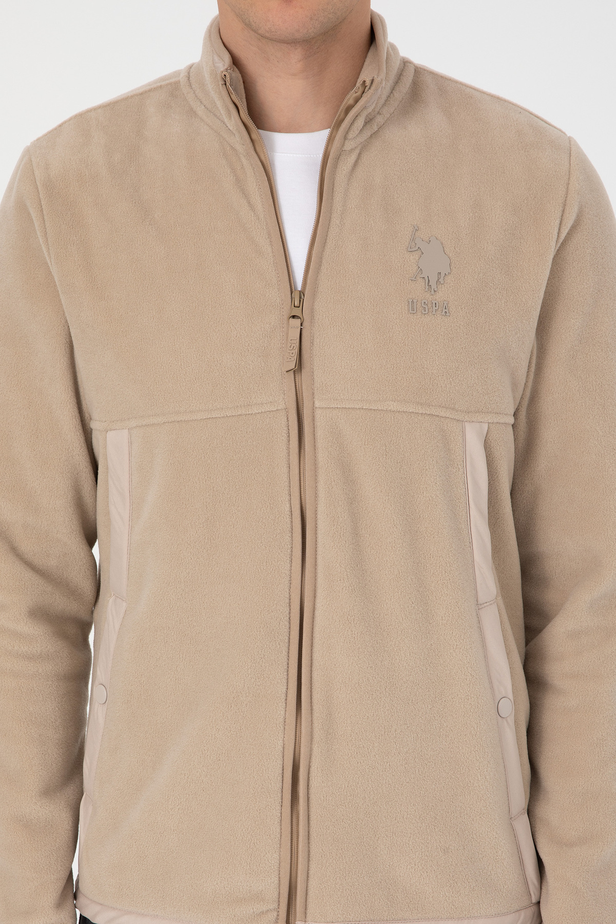 U.S. Polo Assn.  Erkek Regular Fit Fermuarlı Koyu Bej Örme Hırka 50310002-VR088 - Görsel 6