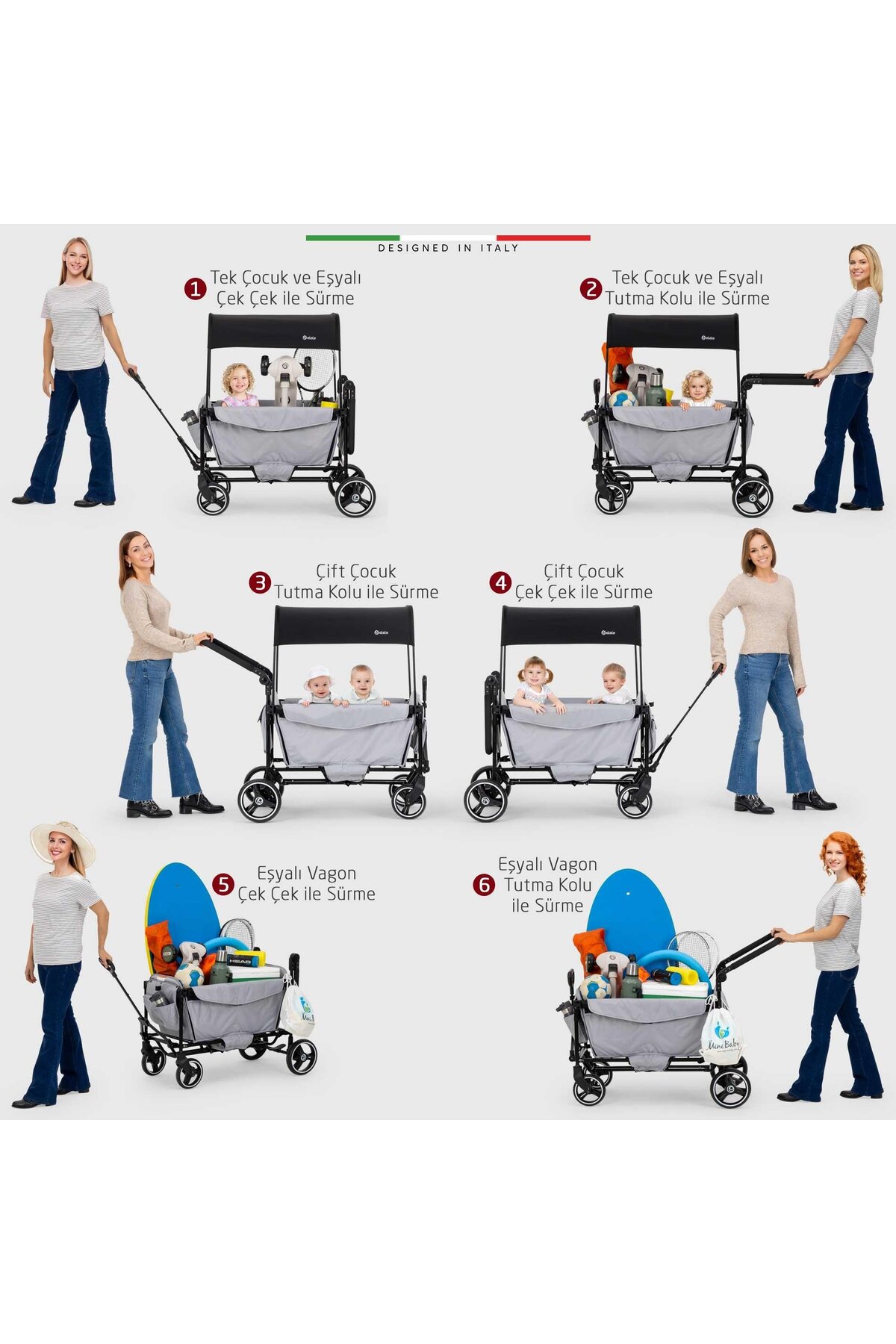 Elele Terreno Vagon Bebek Arabası Siyah fotoğrafı 5 (önizleme)