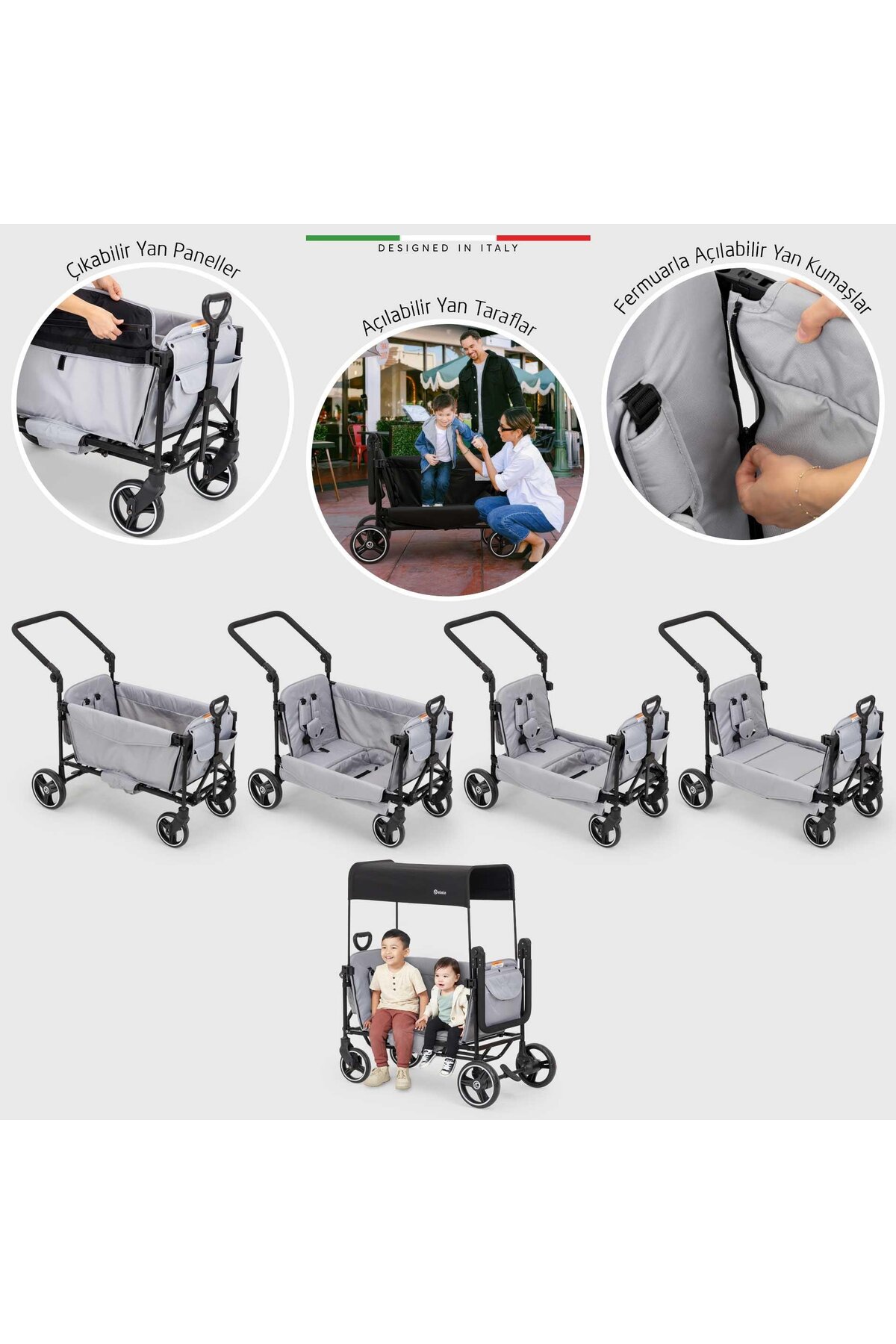 Elele Terreno Vagon Bebek Arabası Siyah fotoğrafı 4 (önizleme)