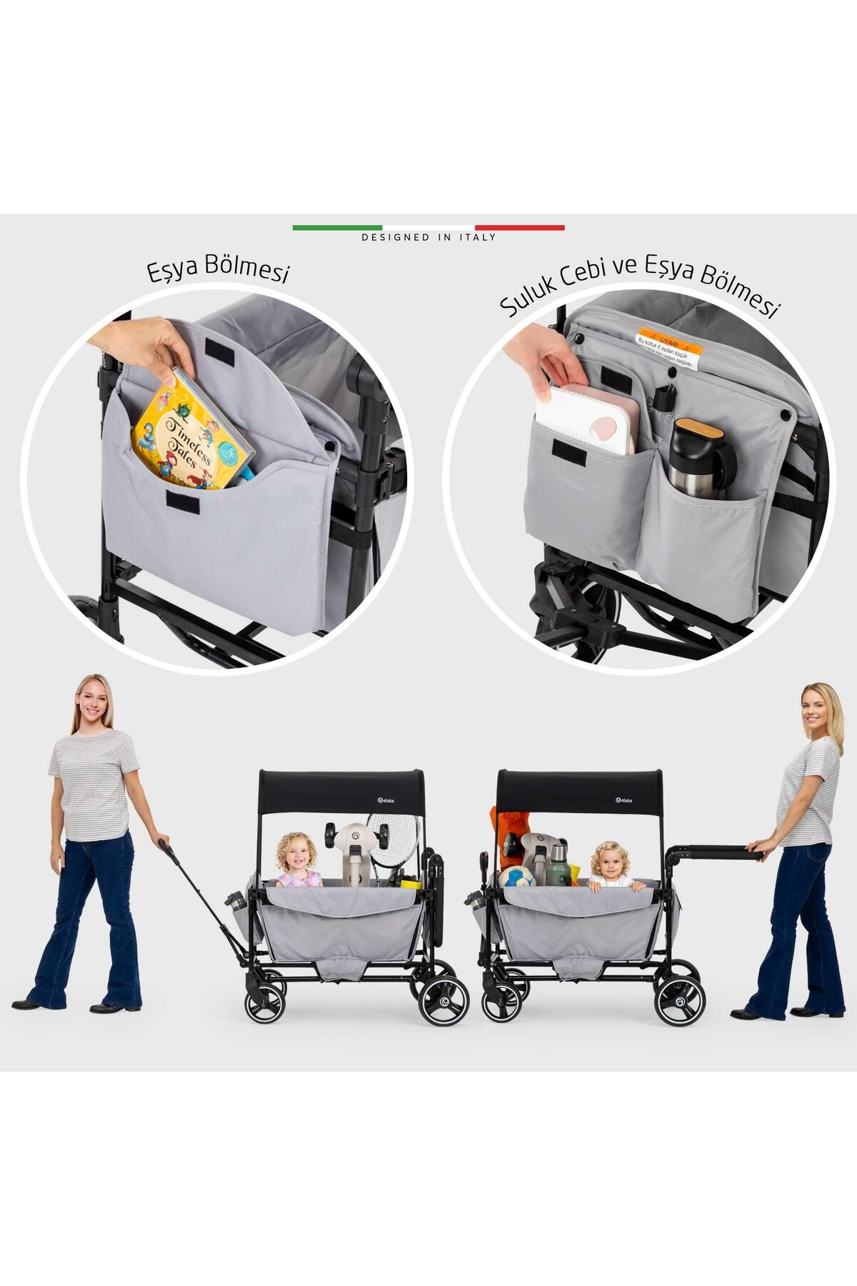 Elele Terreno Vagon Bebek Arabası Siyah fotoğrafı 7 (önizleme)