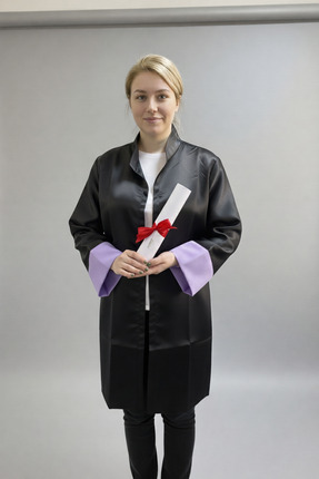 AYDAĞ ÜNİVERSİTE MEZUNİYET CÜBBESİ VE KEPİ SATEN SİYAH LİLA UNİSEX