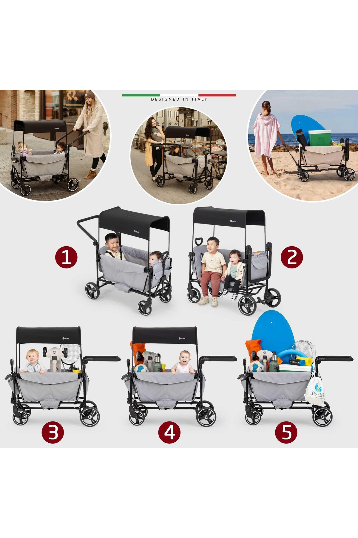 Elele Terreno Vagon Bebek Arabası Gri fotoğrafı 2 (önizleme)