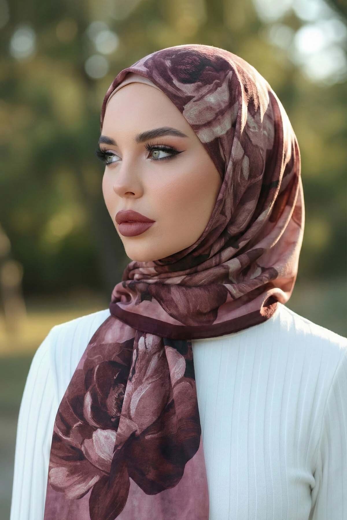 Vamelya Rosa Pamuksu Dokulu Şal İtalyan İmza Serisi görsel 2