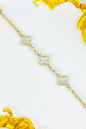 Fubena Yerli Üretim 14K Altın Kaplama 2009 Renkli Taşlı Üçlü Yonca İnce Zinci...