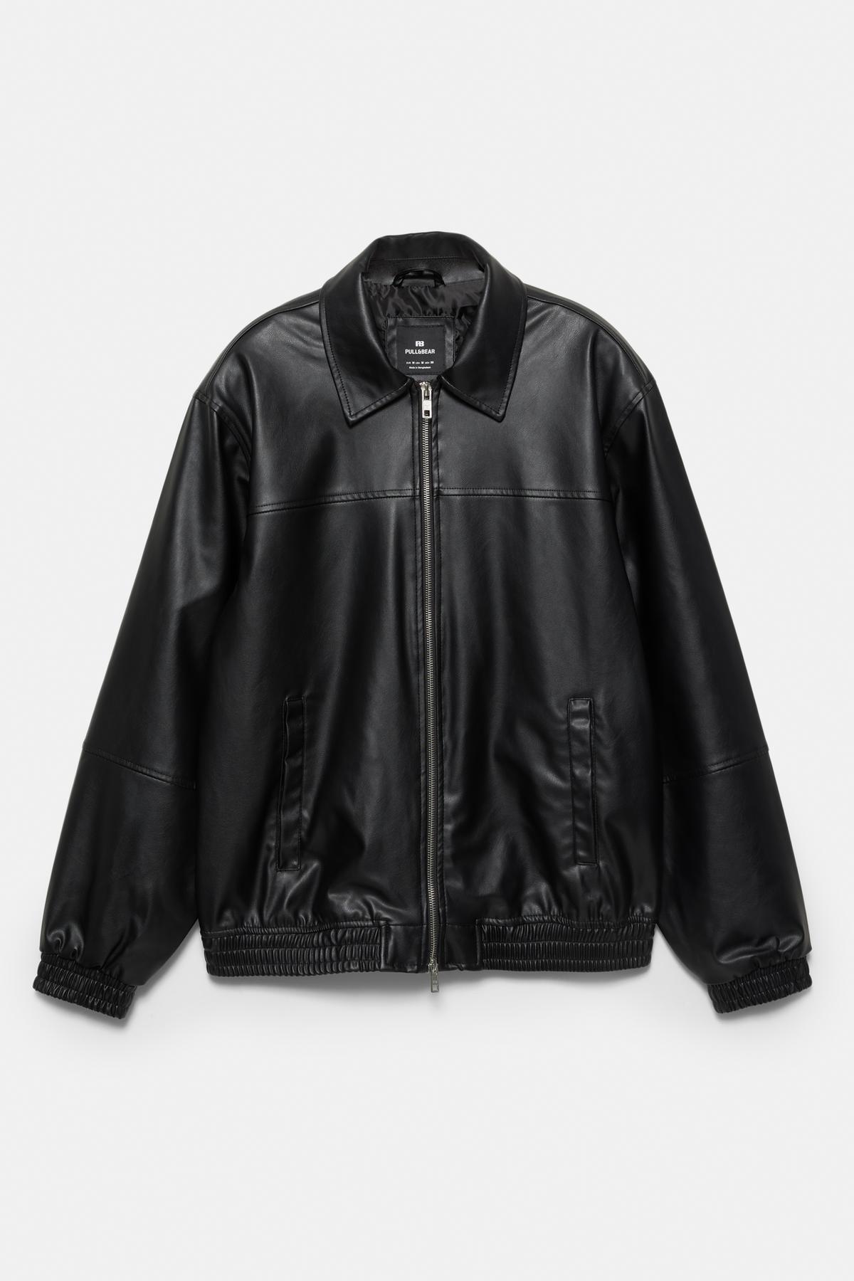 Pull & Bear  Hacimli suni deri ceket - Görsel 8