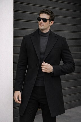 BASEL.CO ERKEK MODERN KESİM ASTARLI UZUN KAŞE KABAN - ZAMANSIZ TASARIM