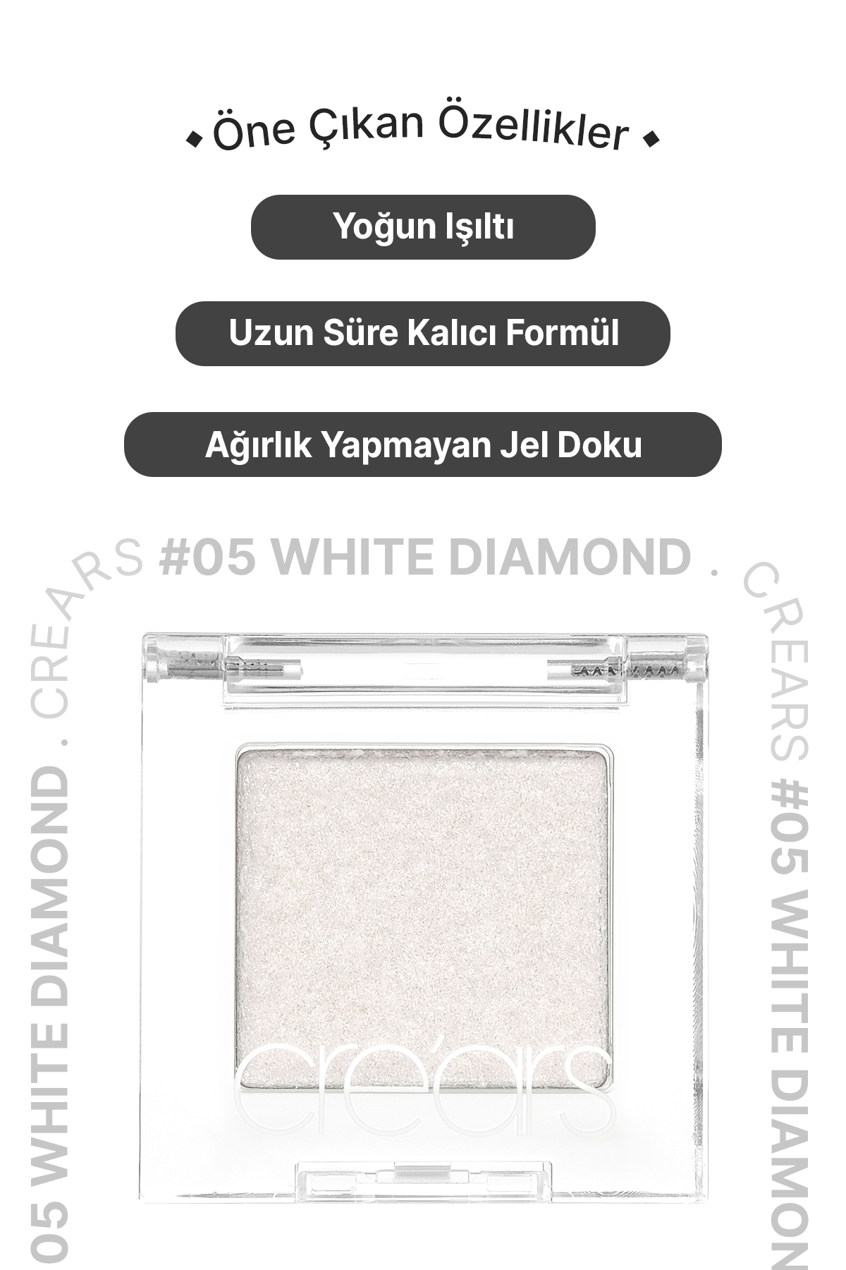 Yoğun Işıltılı Jel Yapılı Tekli Far Diamond Glow Eyeshadow 05 White Diamond — سفید 111669 — تصویر 4 از 9