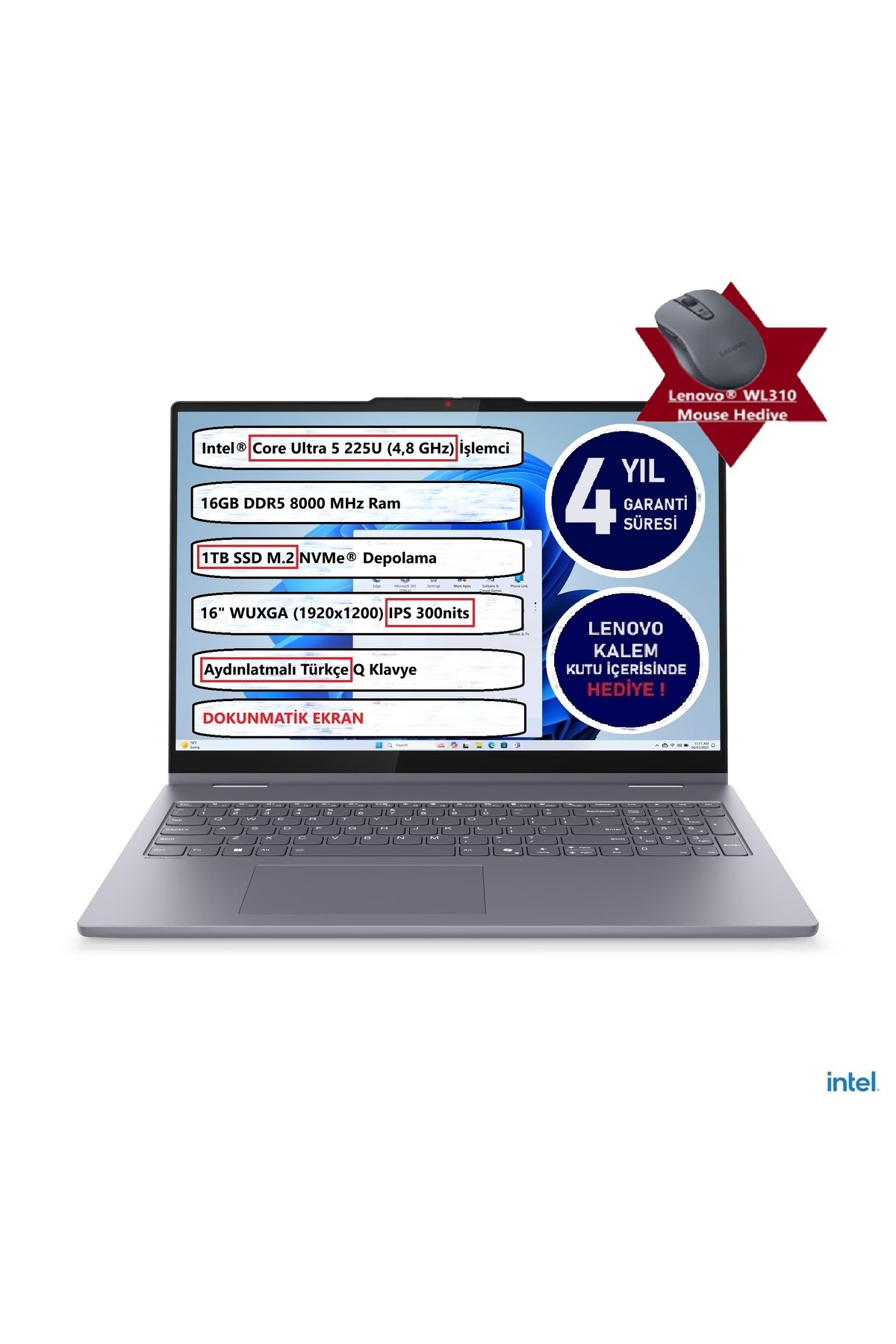 LENOVO Ideapad 5 2in1 16IAL10 Intel Core Ultra 5 225U 16GB 1TB SSD