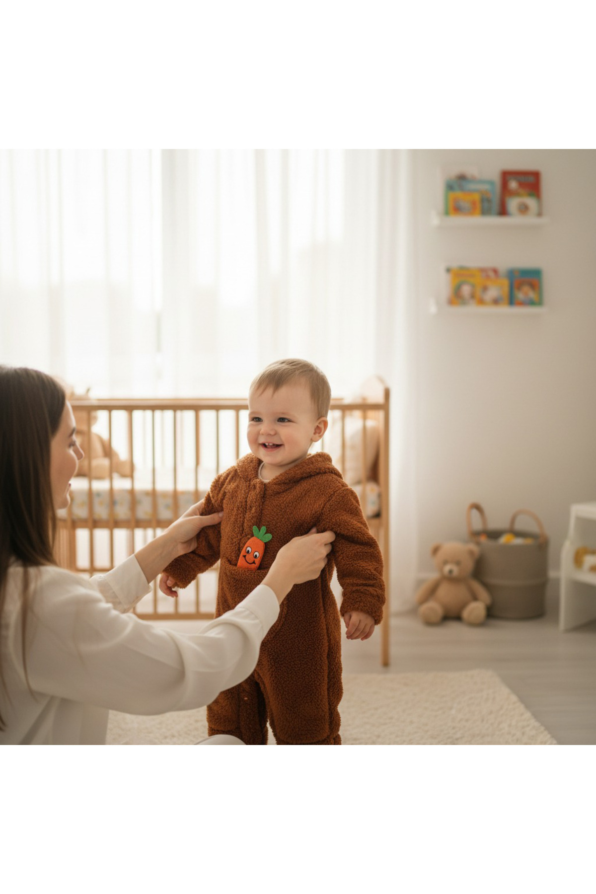 balbeybi Kulaklı Welsoft Bebek Tulumu, Kapüşonlu Tavşan Kulaklı Peluş Kışlık Bebek Uyku Tulumu Unisex fotoğrafı 5 (önizleme)