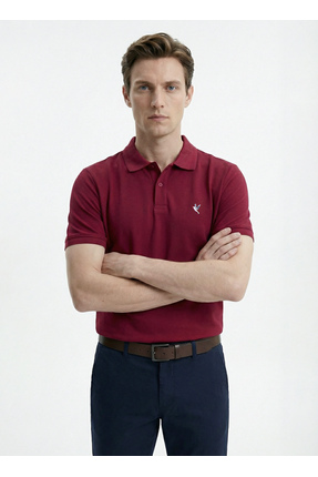 Fabrika Bordo Erkek Slim Fit Polo T-Shirt F5SM-TST 2779 N