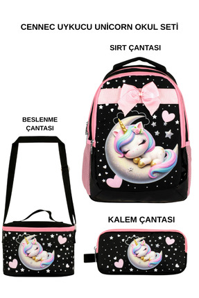 Ümit Çanta Cennec Uykucu Unicorn 3’lü Set – Sırt Çantası, Beslenme Çantası ve...