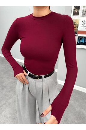 DİĞER1111 BALIKÇI YAKA PARMAK GEÇMELİ KADIN BODY