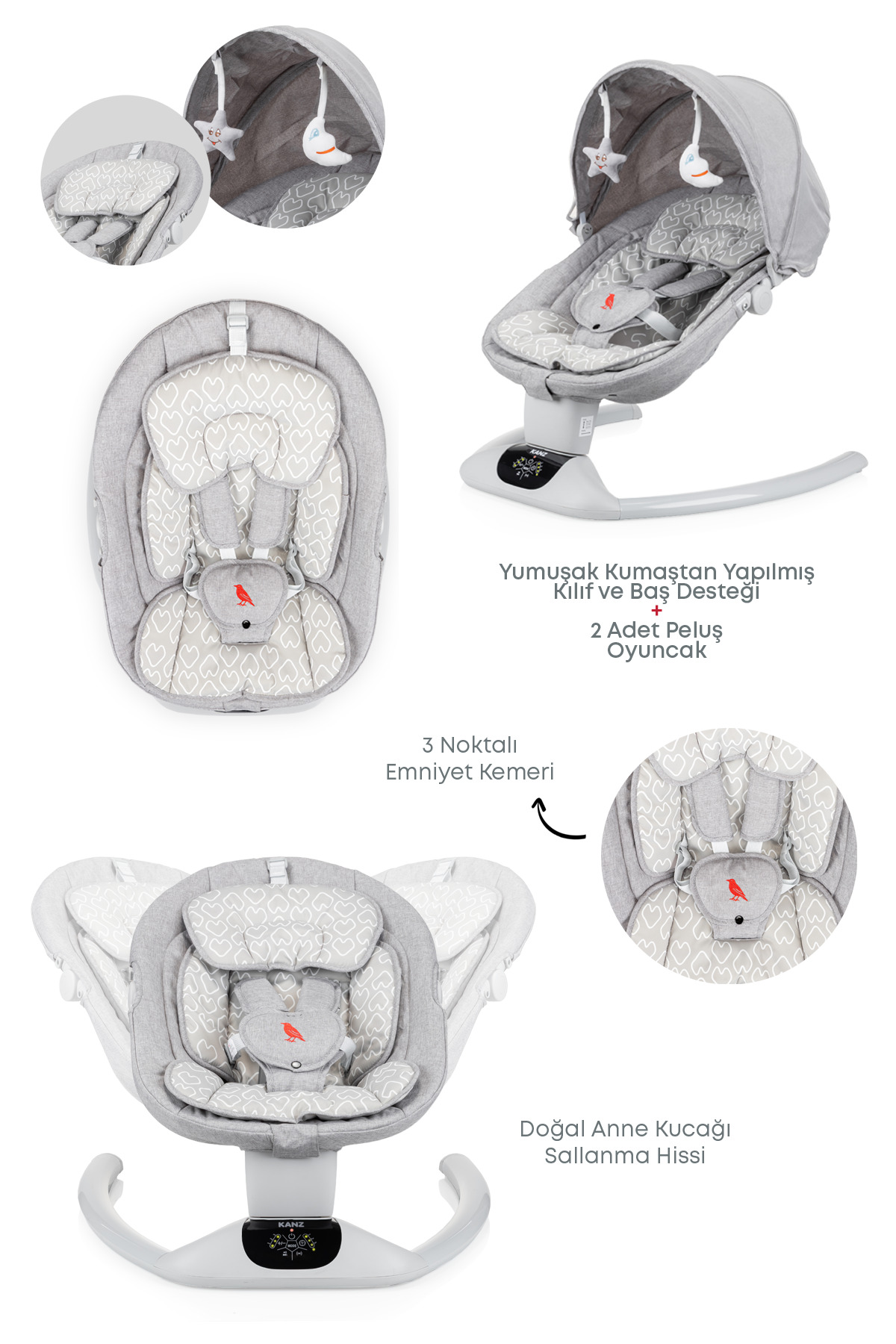 Kanz Starling Elektrikli Ana Kucağı Gri fotoğrafı 3 (önizleme)