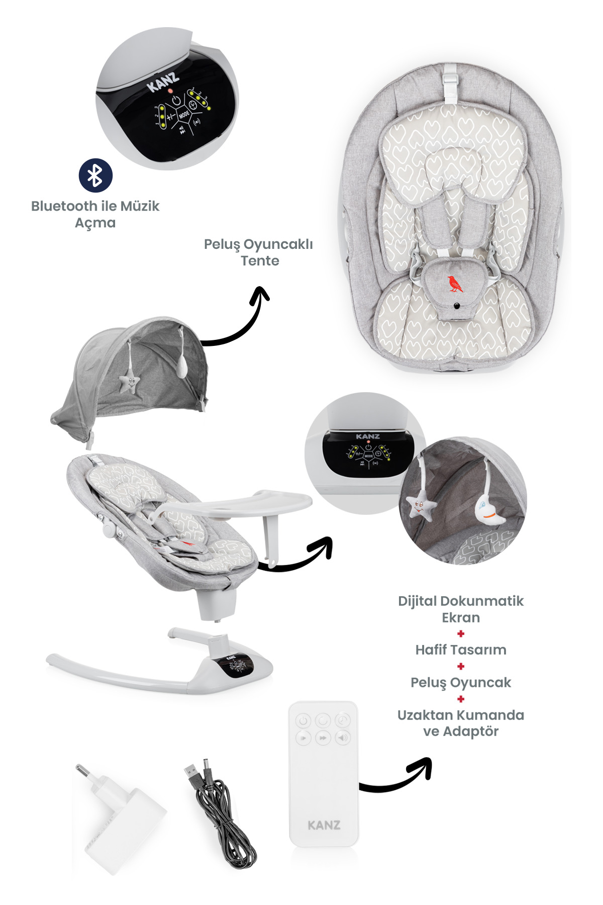 Kanz Starling Elektrikli Ana Kucağı Gri fotoğrafı 2 (önizleme)