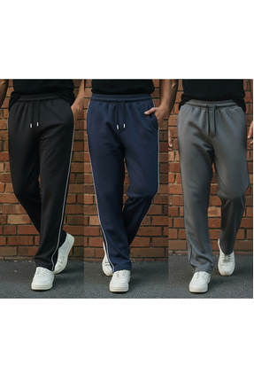 Sizce Moda 3'lü Boydan Biyeli Baggy Eşofman Altı – 2 İplik, Lastikli Bel, Gen...