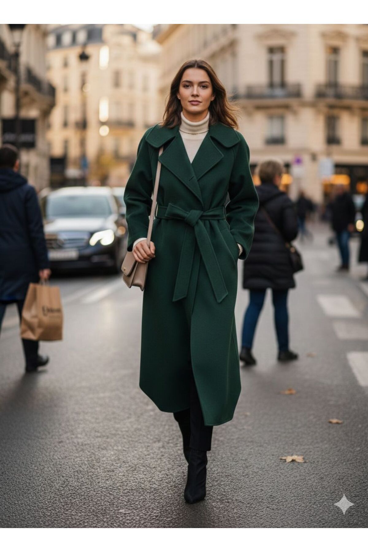 MODELİSA  Kadın Kuşak Detaylı Kaşe Kaban - Görsel 2