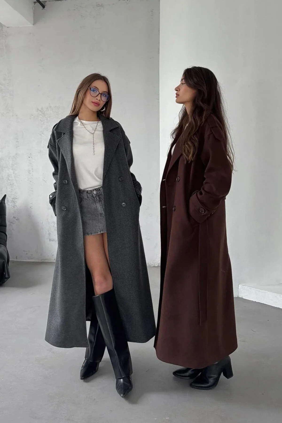 tach  Acı Kahve Kuşaklı Düğmeli Yeni Sezon Astarlı Premium Kalite Rahat Kalıp Kadın Kaşe Kaban 2026 - Görsel 6