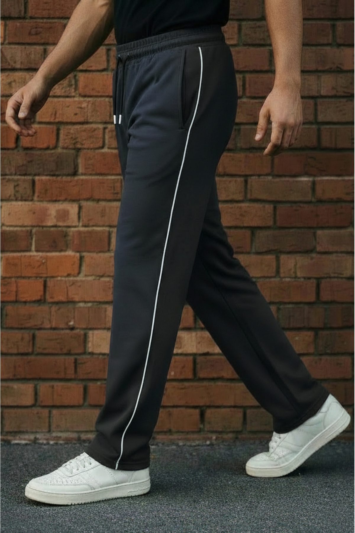 Sizce Moda  Siyah Boydan Biyeli 2 İplik Baggy Eşofman Altı – Lastikli Bel, Cep Detaylı, Geniş Paça - Görsel 7