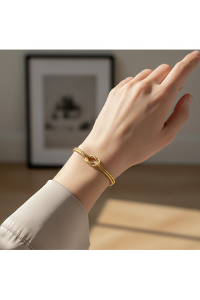 NorthAegean 925 Ayar Gümüş Aşk Düğümü Bileklik – Gold Kaplama | Zamansız Sevg...