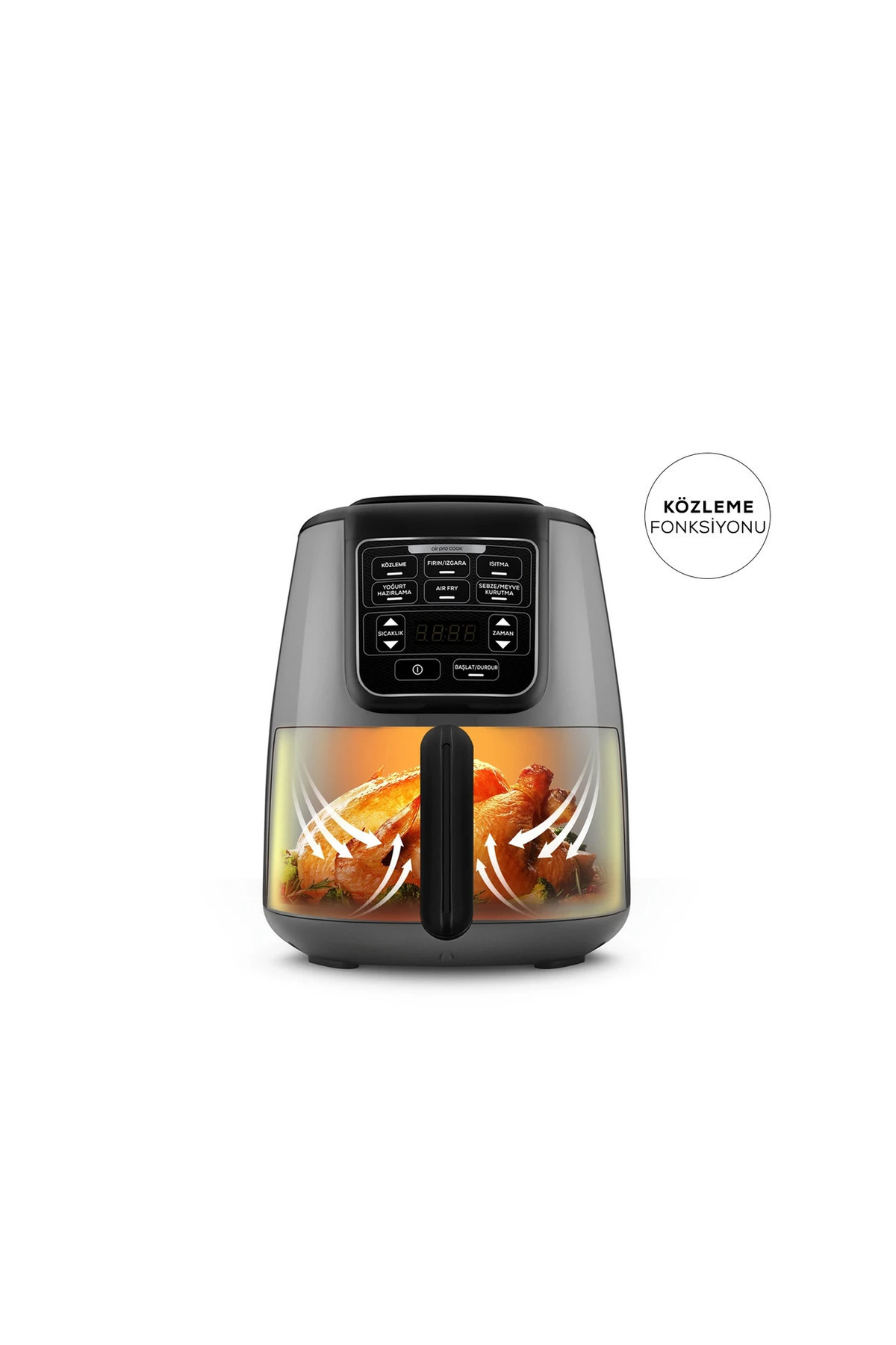 Allians Air Pro Cook Köz XL Airfryer, Şık Siyah Altın Tasarım