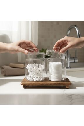 Shila CAM DEKORATİF KULAK PAMUĞU PAMUK KAVANOZU