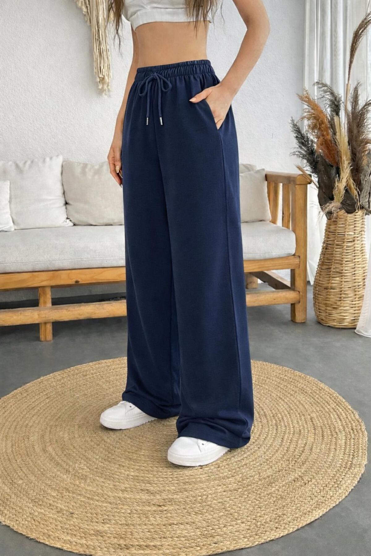 SULVERY BAGGY DÜÜZ PAÇA RAHAT KALIP LACİVERT EŞOFMAN ALTI görsel 3