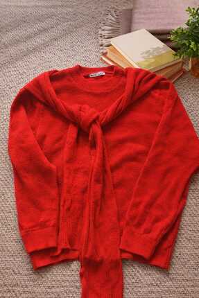 lyragiyim KIRMIZI ŞAL DETAY KAZAK
