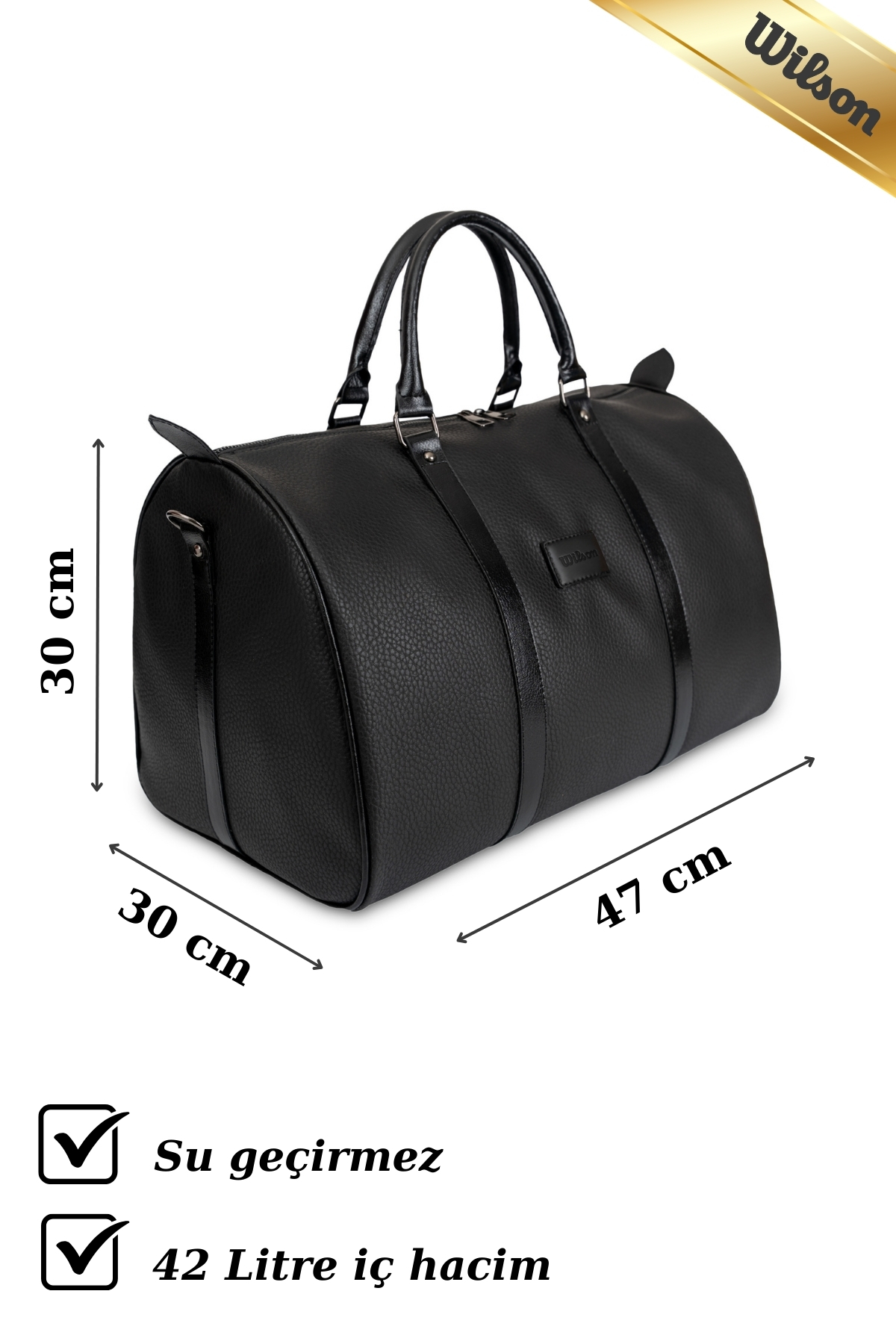 Wilson  Klasik Vegan Deri Unisex Seyahat Spor Hastane El ve Omuz Çantası Kabin Boy El Valizi Hostes Bavulu - Görsel 4