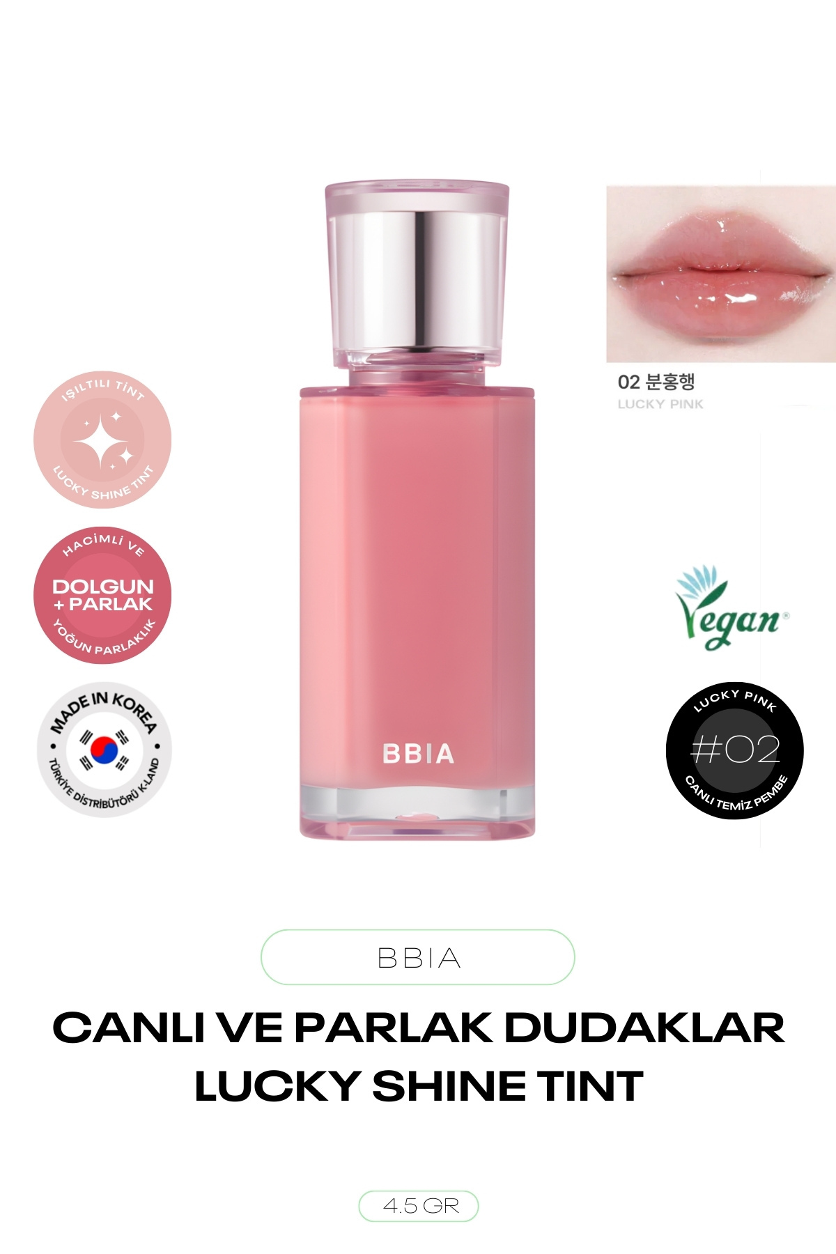 BBIA Gün Boyu Kalıcı Işıltılı Ve Parlak Kore Tint Lucky Shine Tint — صورتی BBIA_Luckyshn