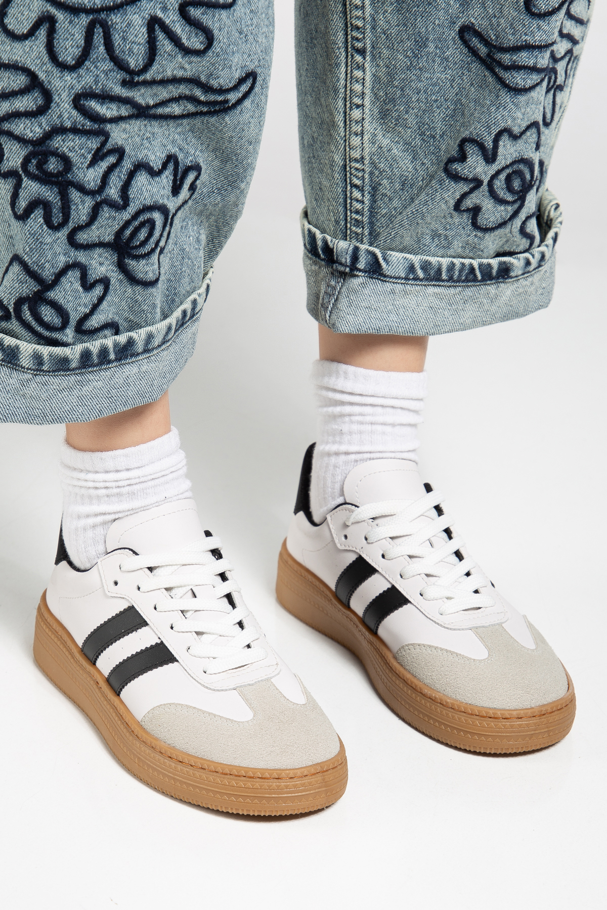 Tonny Black  Kadın Beyaz Siyah Kadın Rahat Kalıp Yumuşak Deri Sneaker - Görsel 3