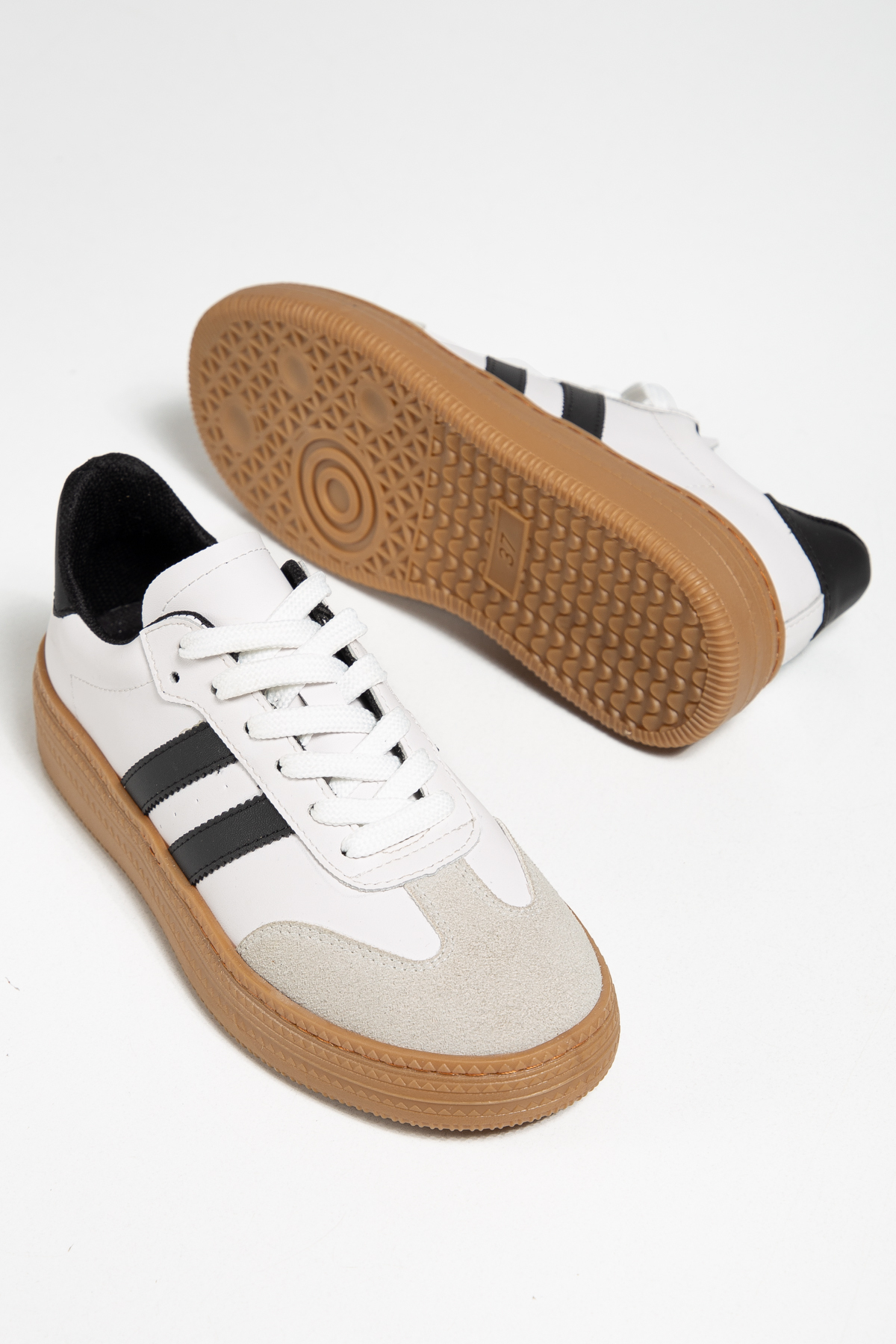 Tonny Black  Kadın Beyaz Siyah Kadın Rahat Kalıp Yumuşak Deri Sneaker - Görsel 4