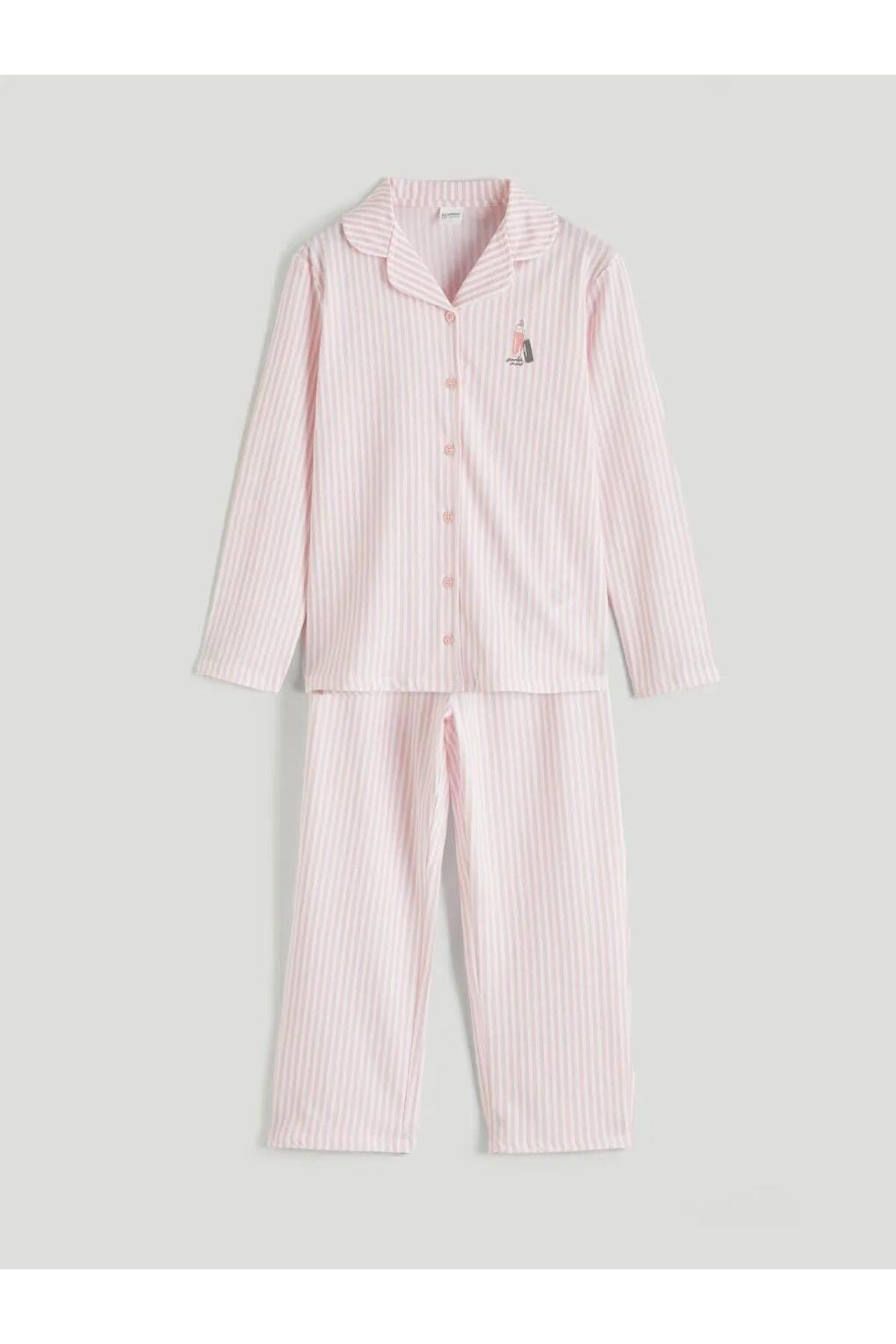 LC Waikiki Shirt Collar Girls' Pajama Set (S6)