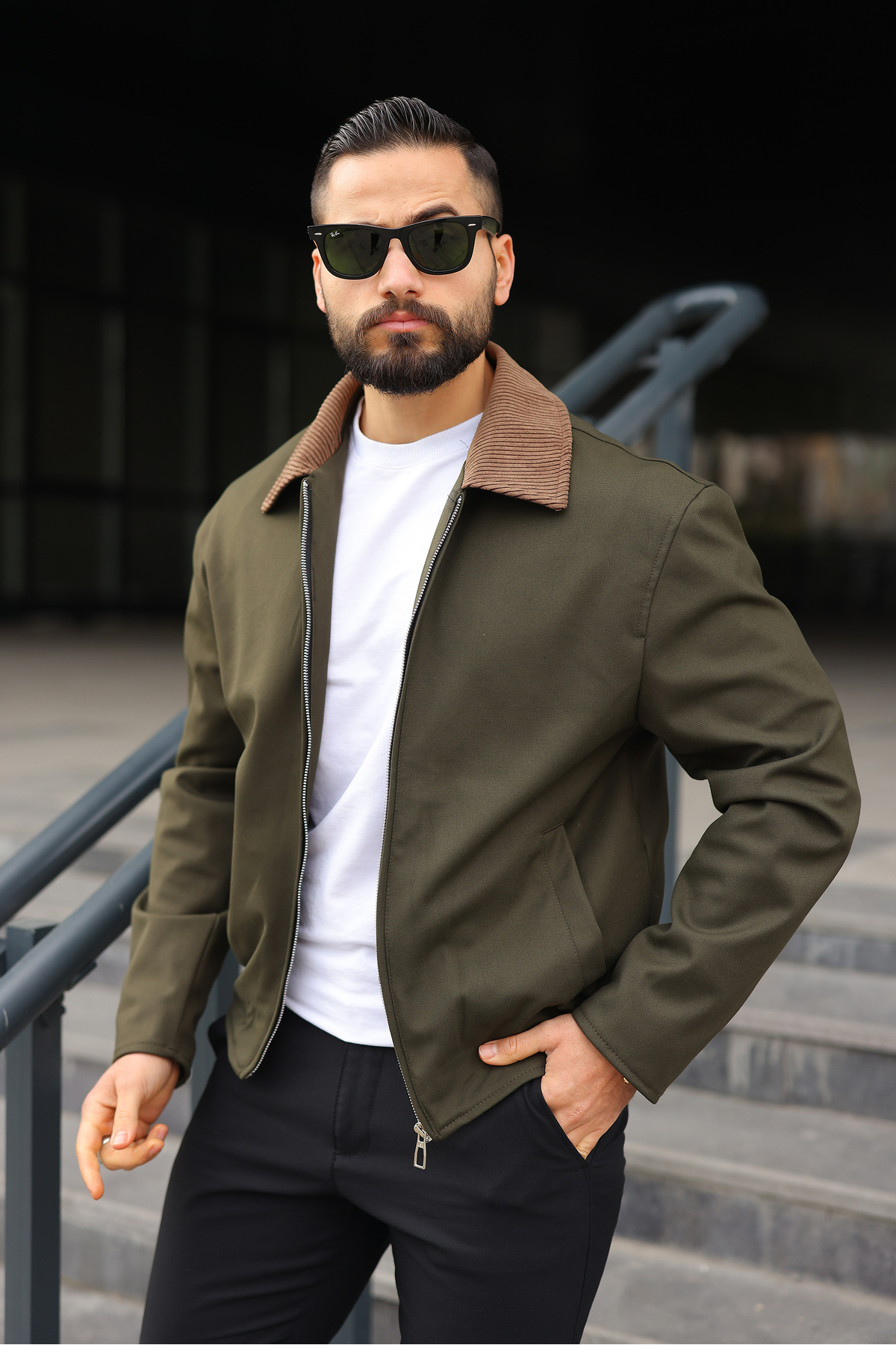 BASEL.CO  Kadife Yakalı Trucker Model Ceket