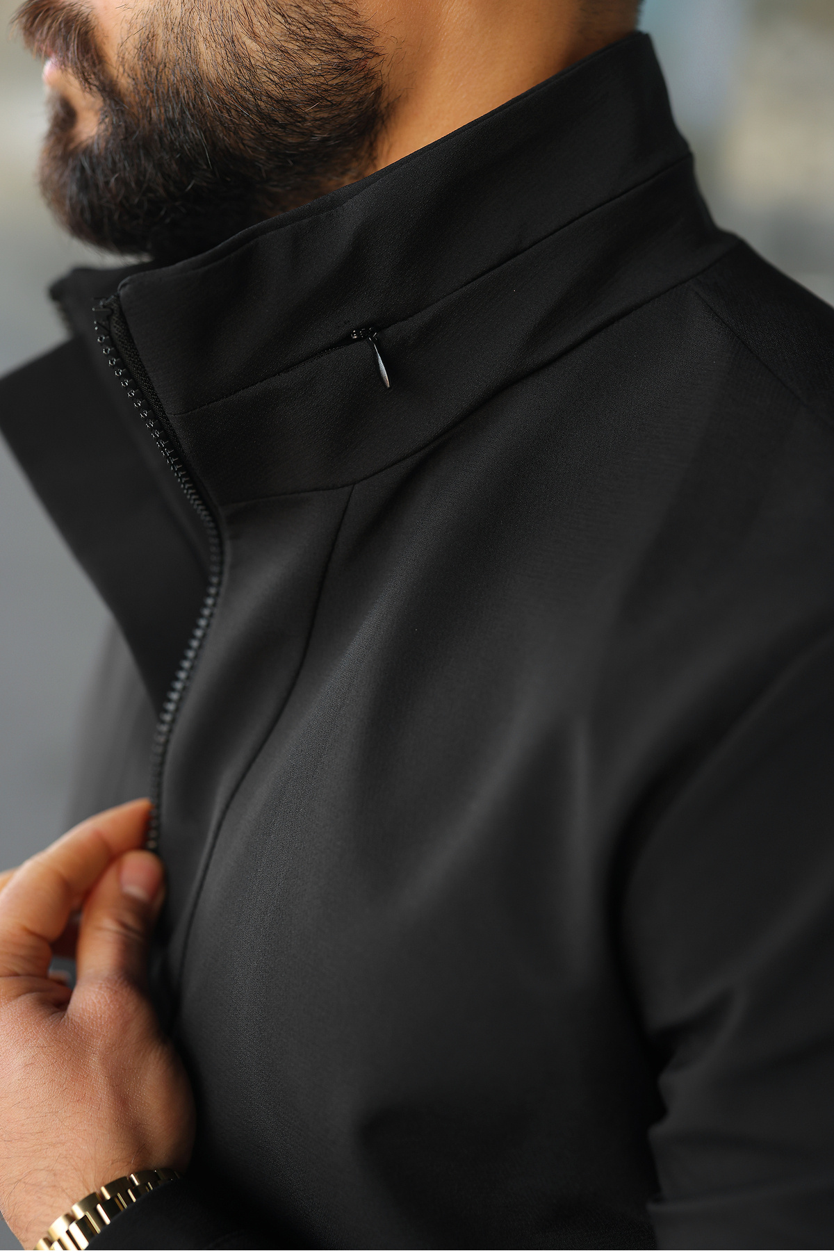 BASEL.CO  Su İtici Teknik Kumaş Dik Yaka Astarlı Hafif Ceket - Görsel 4