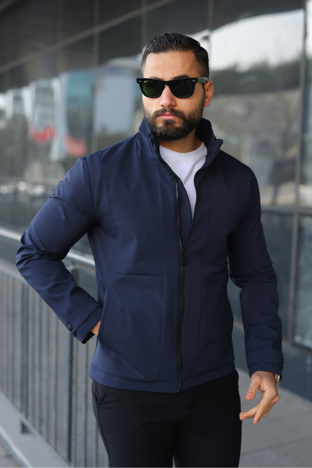 BASEL.CO  Su İtici Teknik Kumaş Dik Yaka Astarlı Hafif Ceket - Görsel 2