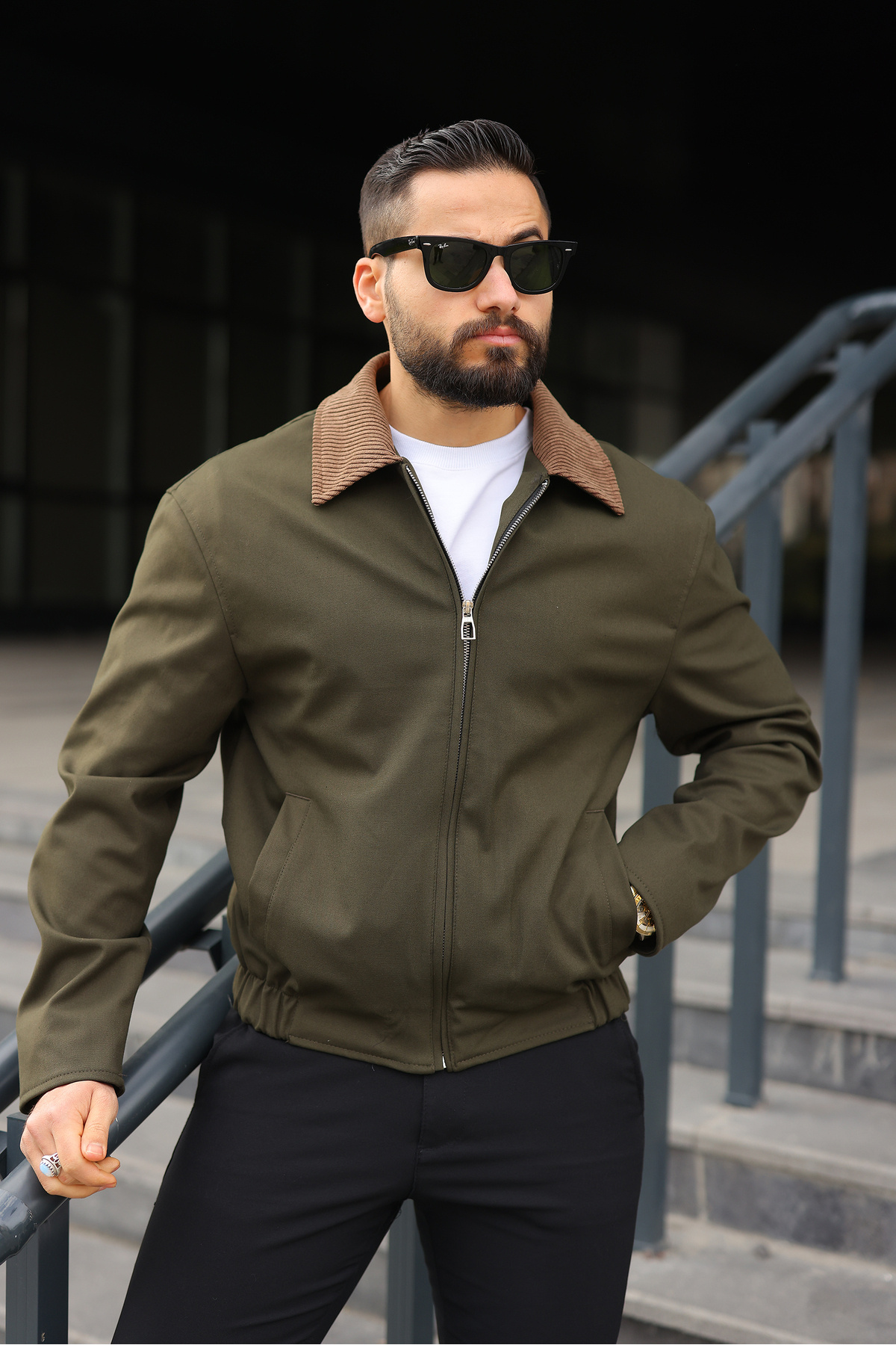 BASEL.CO  Kadife Yakalı Trucker Model Ceket - Görsel 3