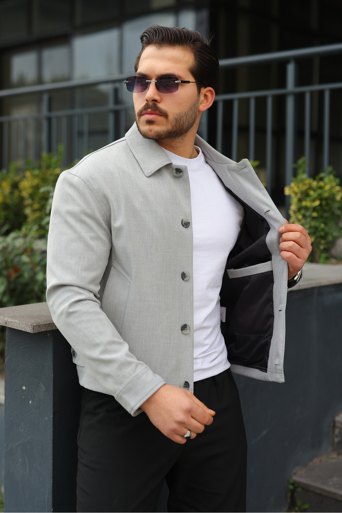 BASEL.CO Oversize Spor Şık Rahat Kumaş Düğmeli Mevsimlik Ceket
