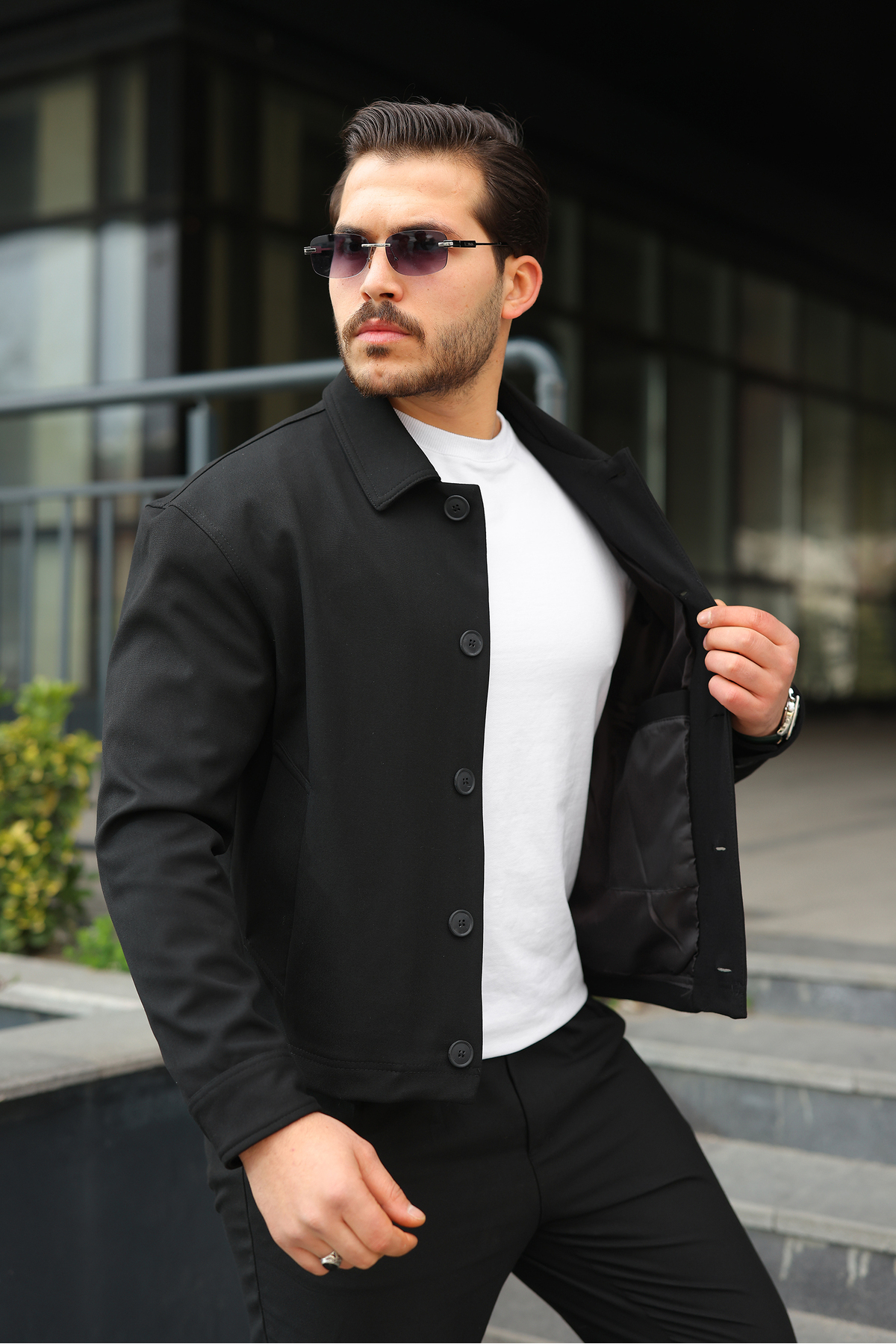 BASEL.CO  Spor Şık Rahat Kumaş Düğmeli Mevsimlik Ceket