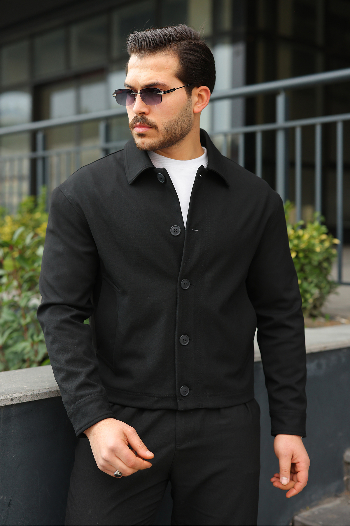 BASEL.CO  Spor Şık Rahat Kumaş Düğmeli Mevsimlik Ceket - Görsel 2