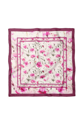 Sultan İpek Çiçek Desenli Fular / Bandana 70x70cm