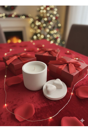 DİEMRE Kokulu Mum, Beton Mum Dikey Form 1 Adet, Kalpli Mum Beton