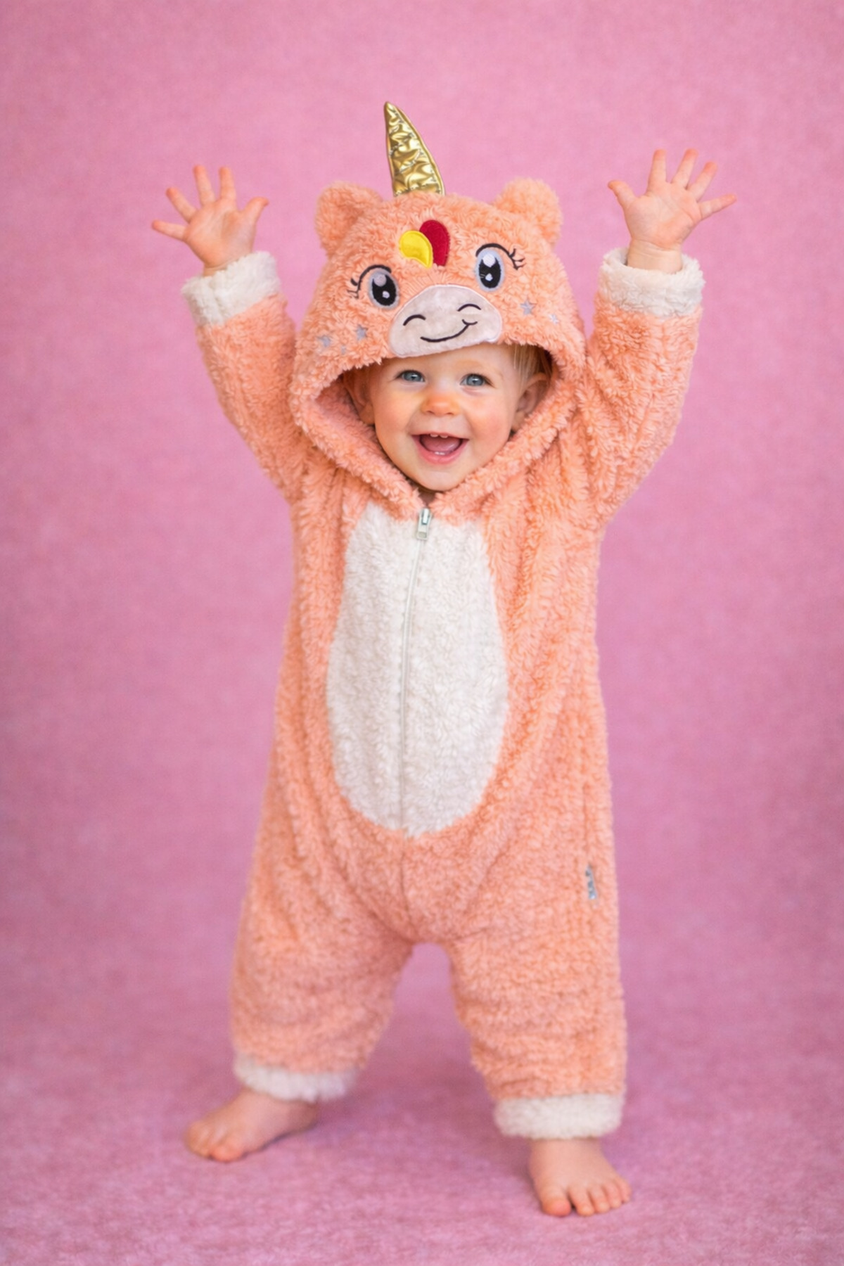 Chicsy Baby Kışlık tatlı Unicorn Figürlü Kapüşonlu Peluş Bebek Tulum fotoğrafı 3 (önizleme)