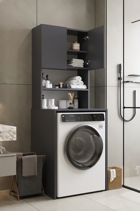 AWOX VEGA Çamaşır Makinesi Üstü Dolap Banyo Dolabı Kapaklı Dolap Çamaşır Dola...