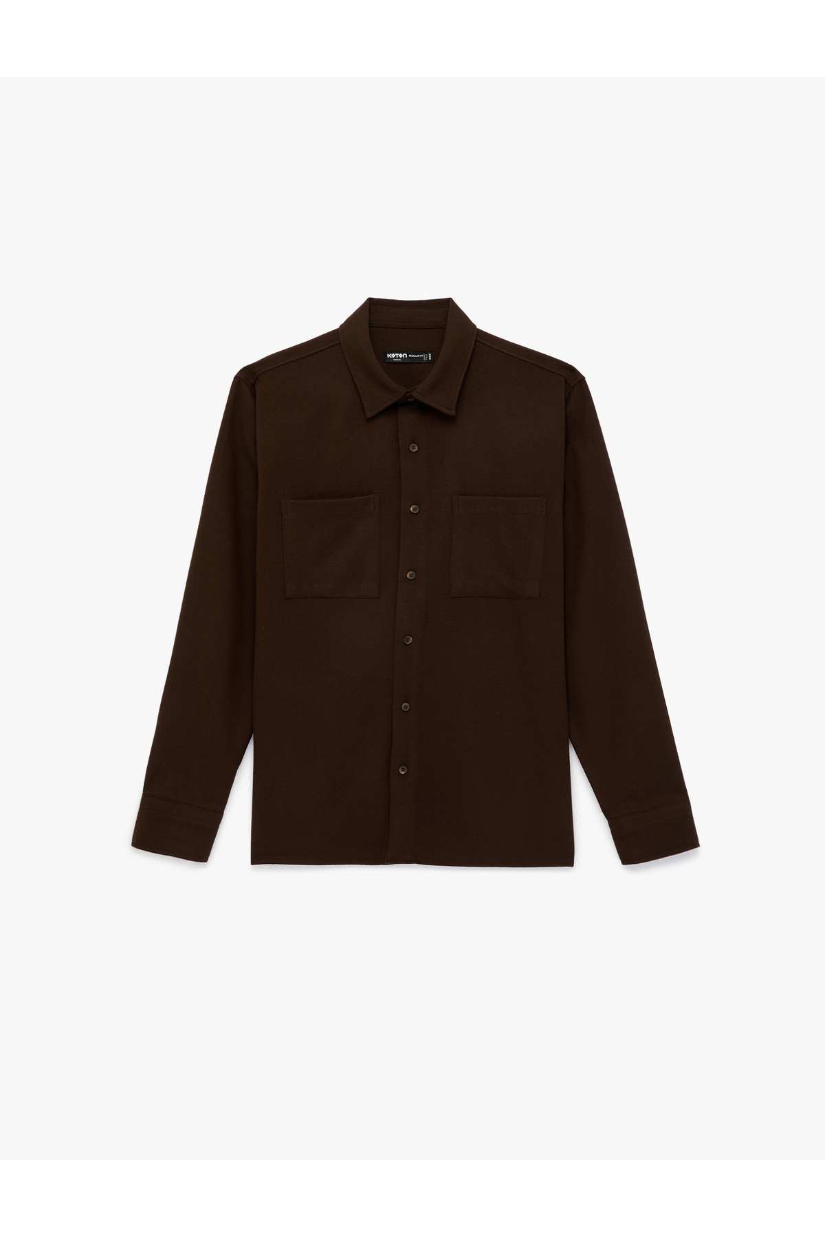 کوتون پیراهن آستین بلند یقه کلاسیک جیب‌دار معمولی