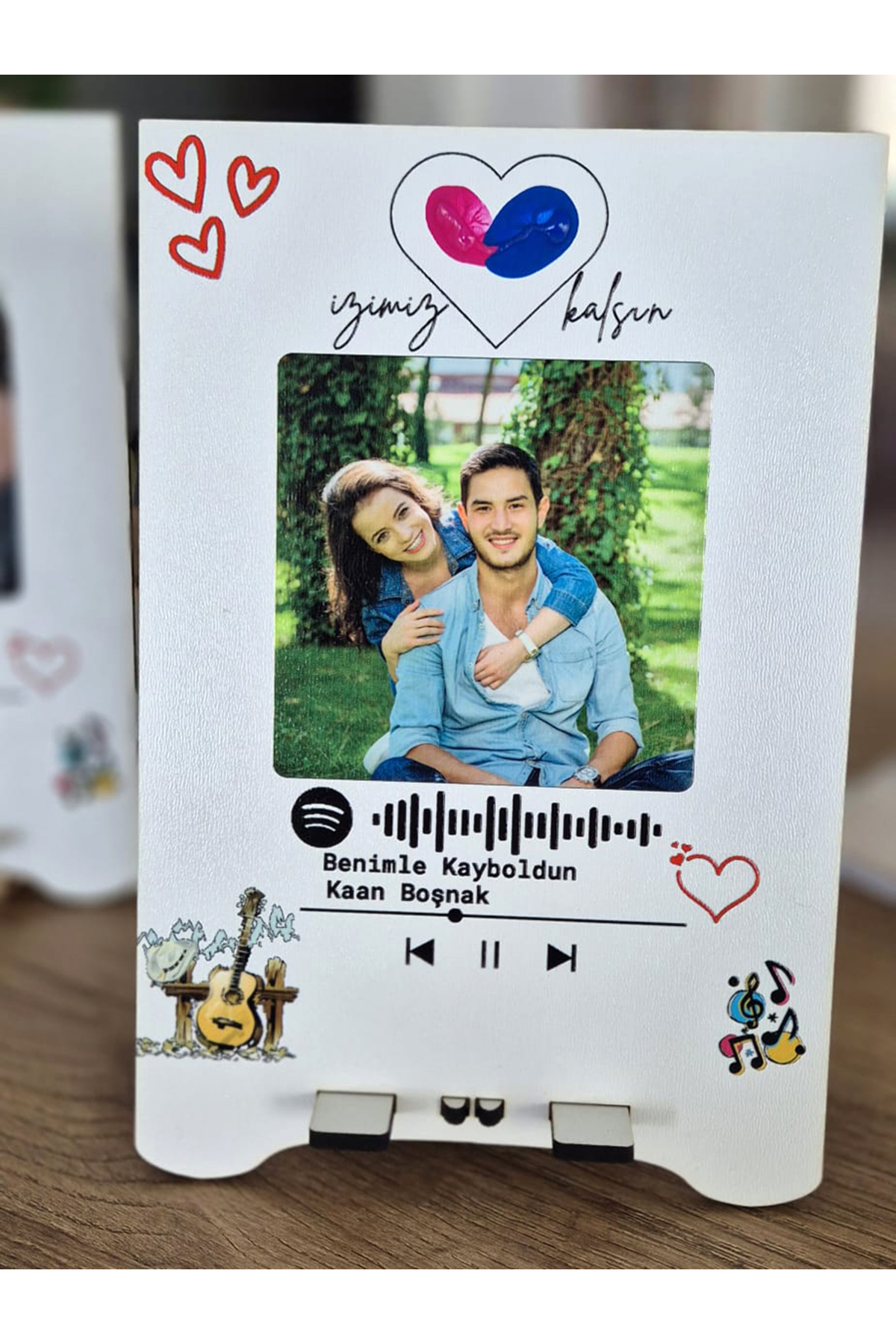 Kişiye Özel Fotoğraflı Spotify Barkodlu Plaka Ve Parmak İzi Boyalı Çerçeve Seti - İzimiz Kalsın 4
