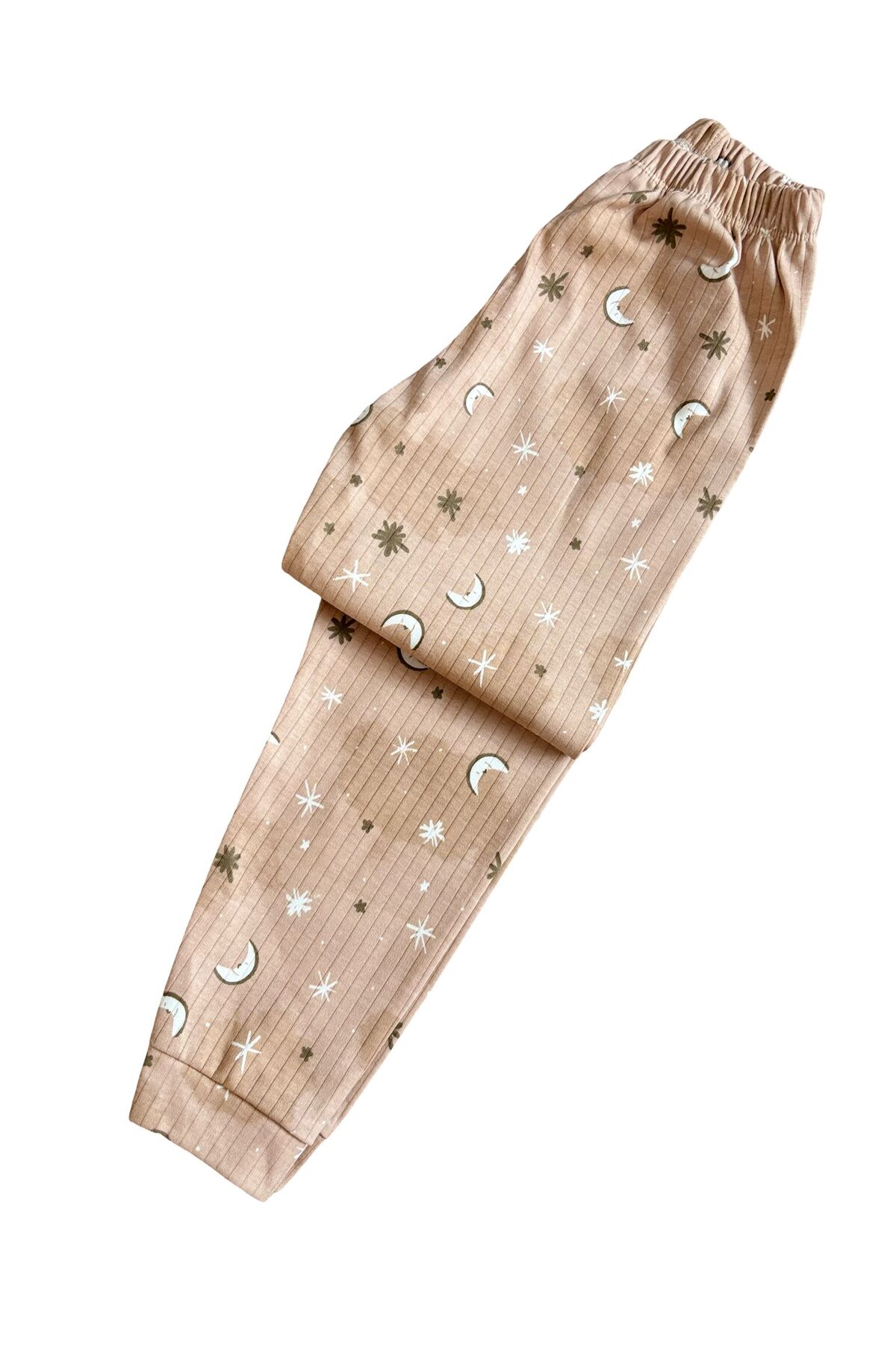 mışıl mışıl kids Kız Çocuk Bej Renkli Ay Dedeli Yıldızlı Pamuklu Pijama Takımı -GENİŞ KALIP fotoğrafı 6 (önizleme)