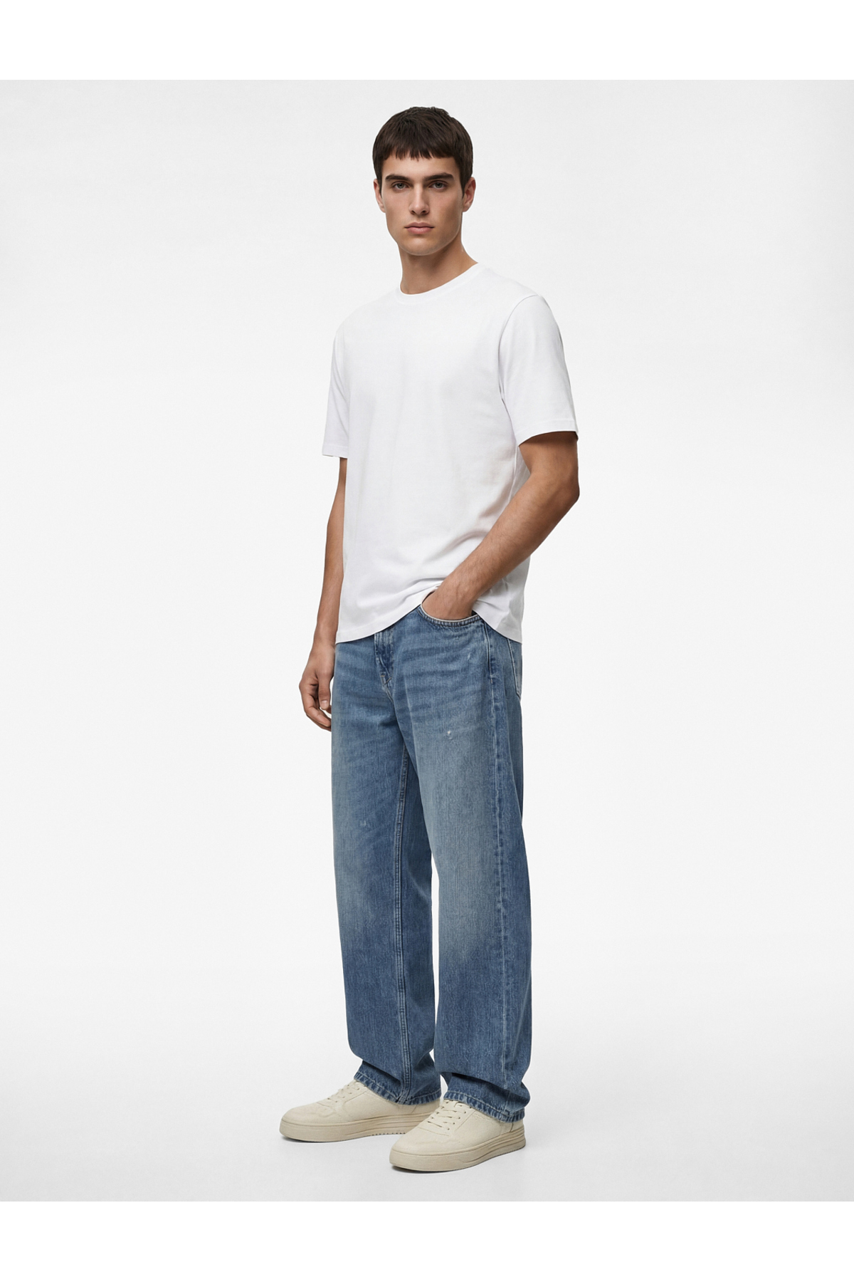 Regular Fit Kısa Kollu Pamuklu Basic Bisiklet Yaka Tişört